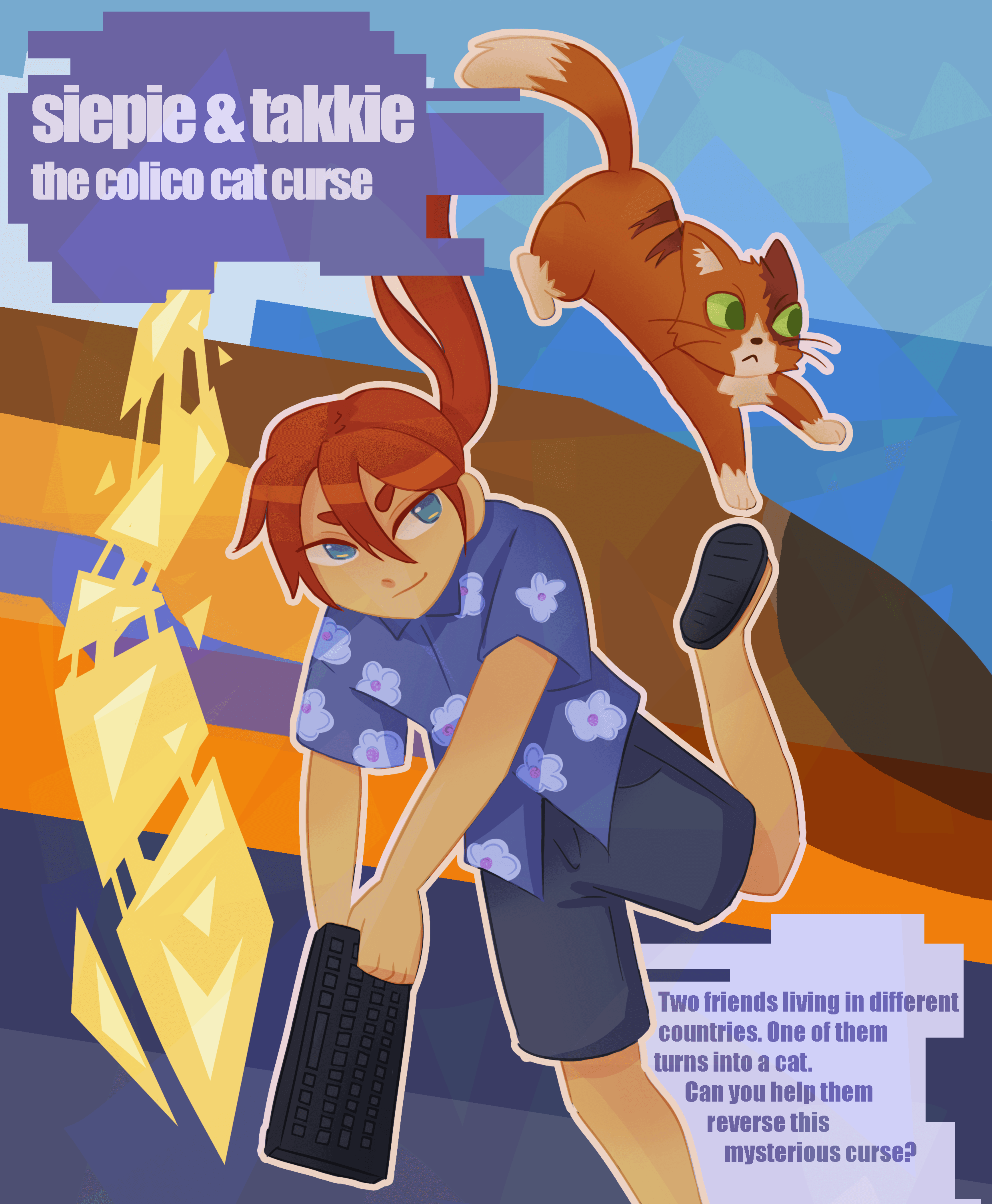 Image of cat and human posing.